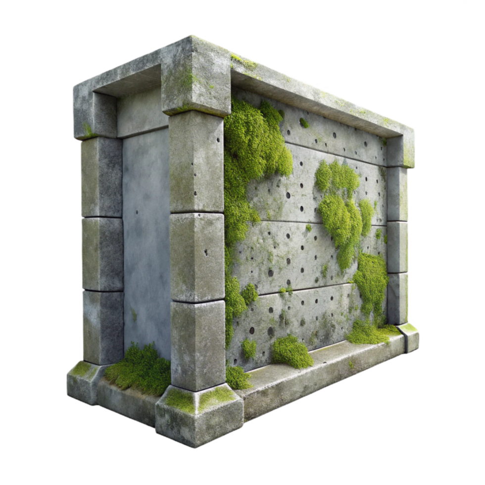 stunning abstract Concrete Wall with Moss Pattern Cutout high resolution png