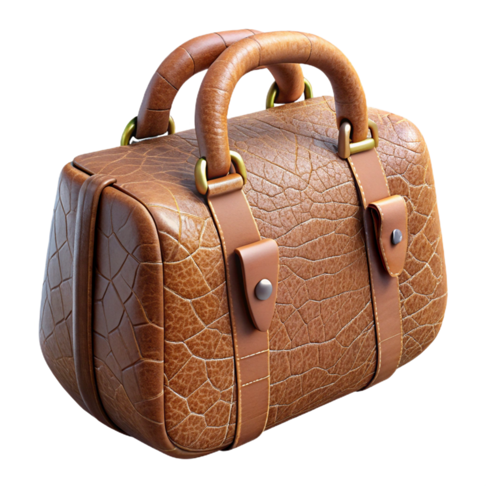 magnificent modern Cracked Leather Bag Texture Cutout with Worn Handles Transparent Background genuine png