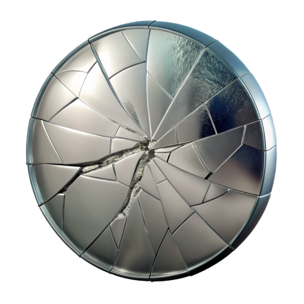 serene artistic Cracked Mirror Surface Cutout with Jagged Lines high quality png