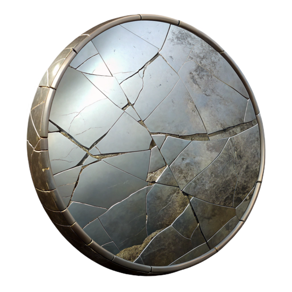 dramatic abstract Cracked Mirror Surface Isolated with High Contrast authentic png