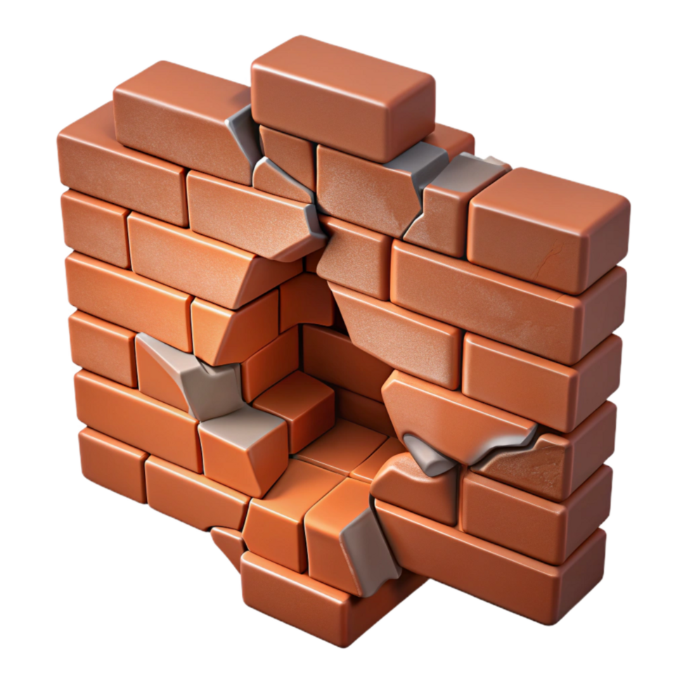 impressive contemporary Cracked Wall with Exposed Bricks Cutout authentic png