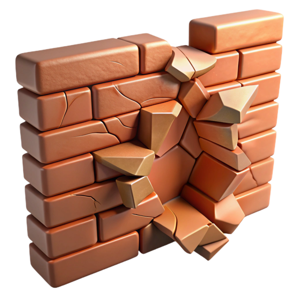 elegant traditional Cracked Wall with Exposed Bricks Cutout high quality png