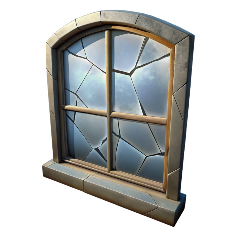 dramatic artistic Cracked Window Pane Texture Cutout Isolated Element exclusive png