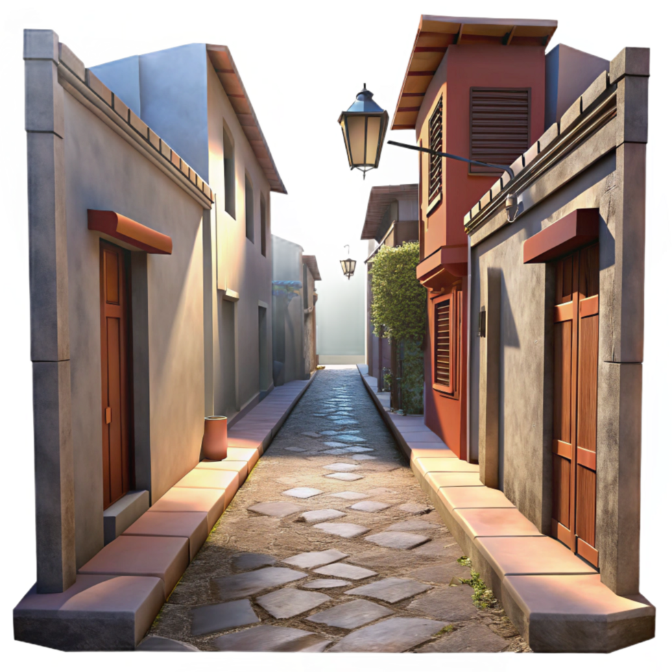beautiful vintage Crepuscular City Alleyway with Dramatic Shadows high resolution png