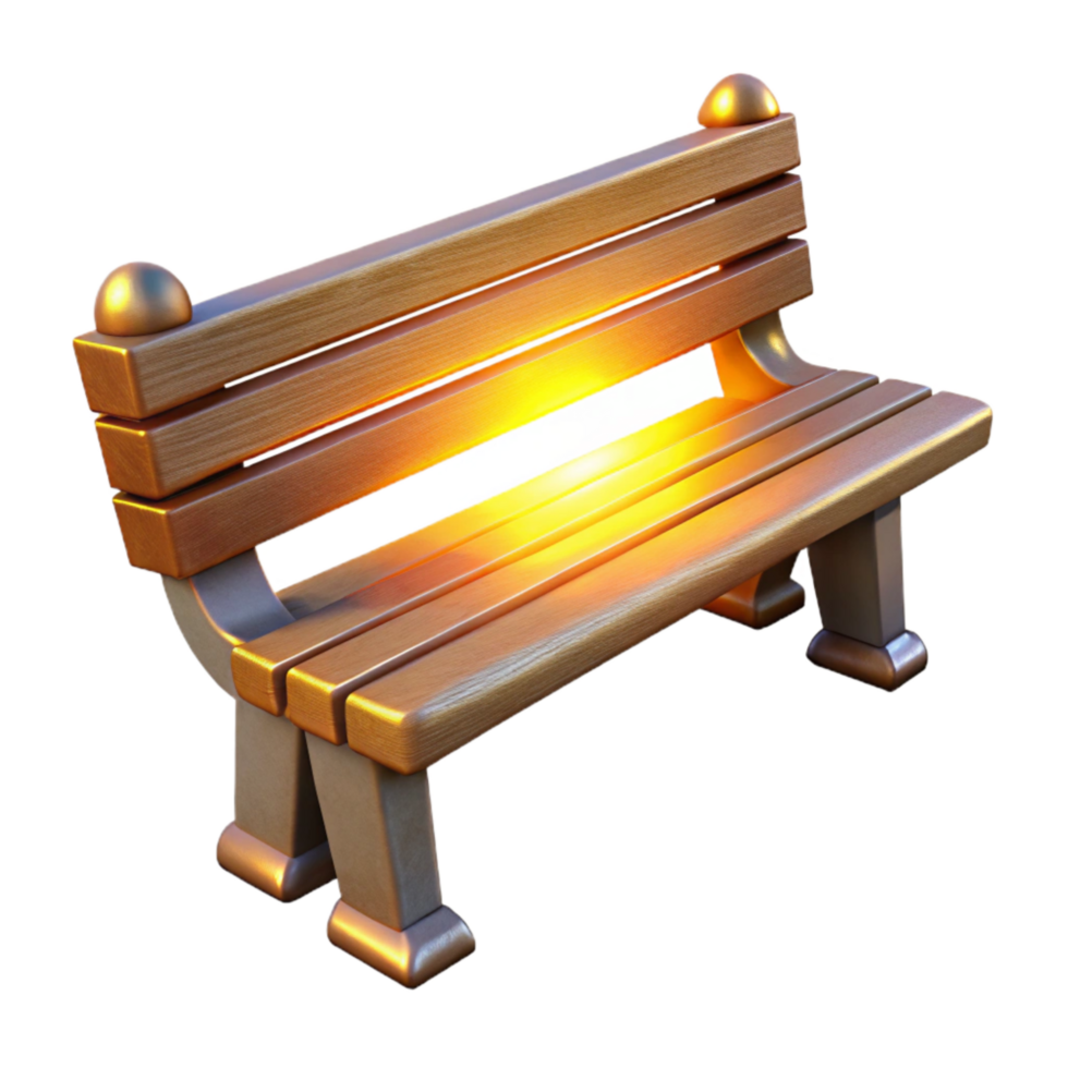 extraordinary rustic Crepuscular City Park Bench Cutout with Soft Lighting detailed png