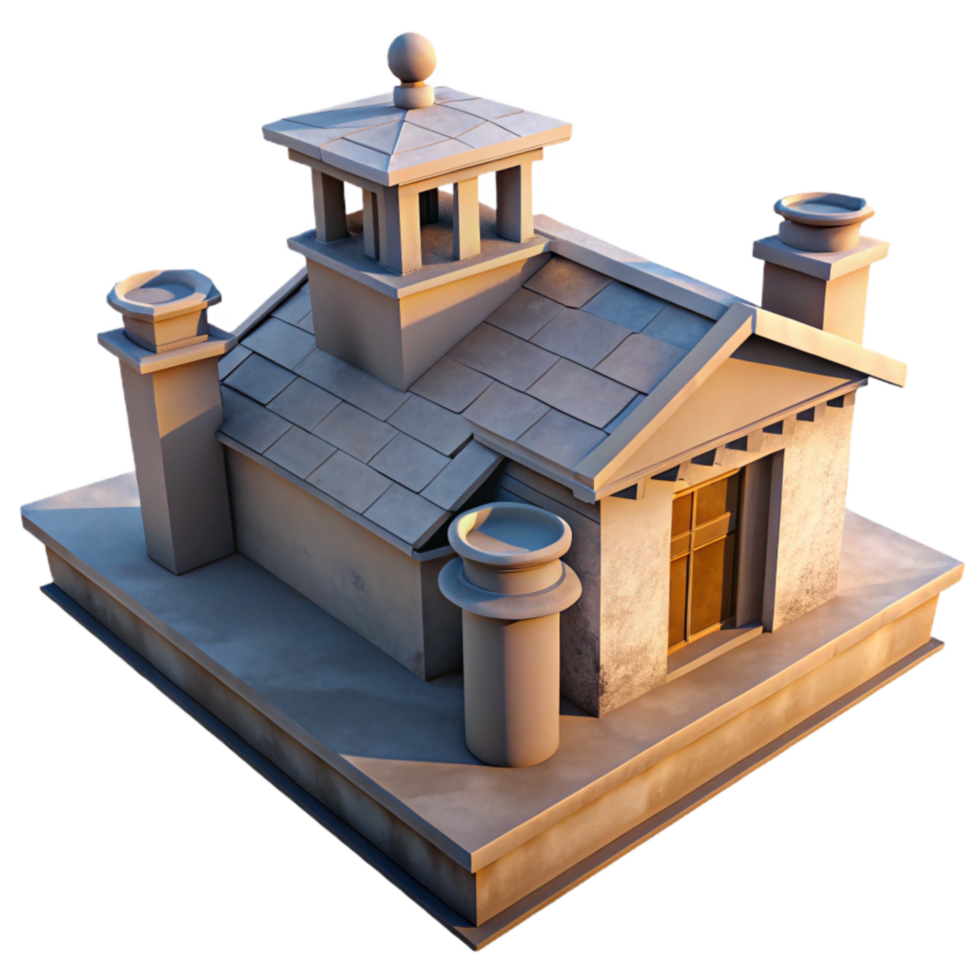 extraordinary minimalist Crepuscular City Rooftop View Isolated with Warm Colors original png