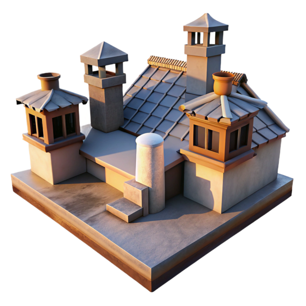 beautiful abstract Crepuscular City Rooftop View Isolated with Warm Colors png