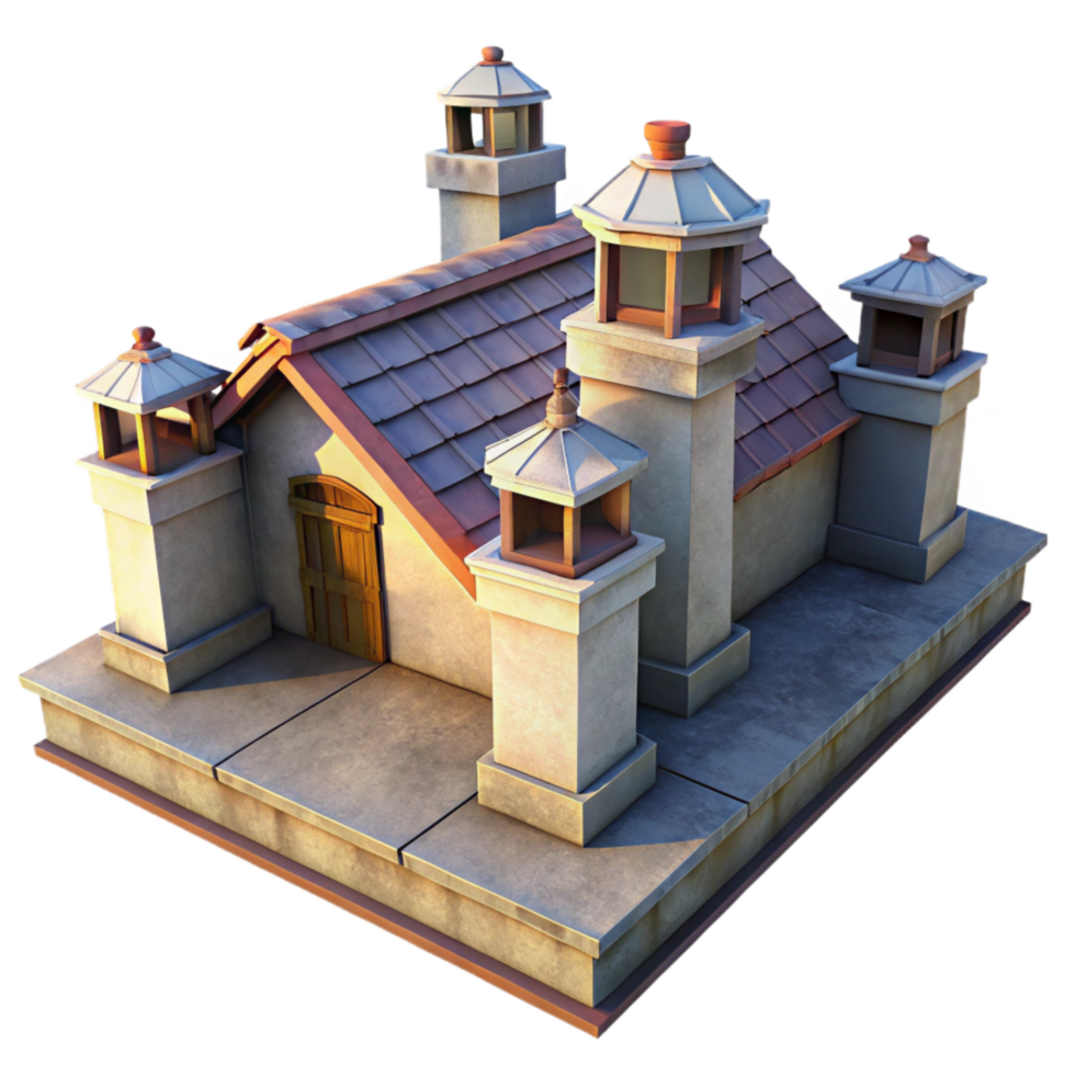 stunning traditional Crepuscular City Rooftop View Isolated with Warm Colors original png