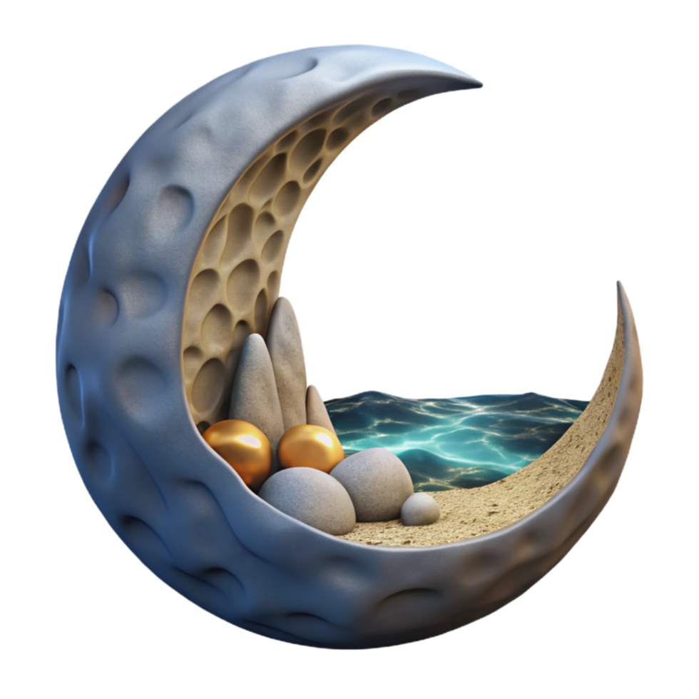 impressive minimalist Crescent Cavern Cutout Moonlit Ocean View original png
