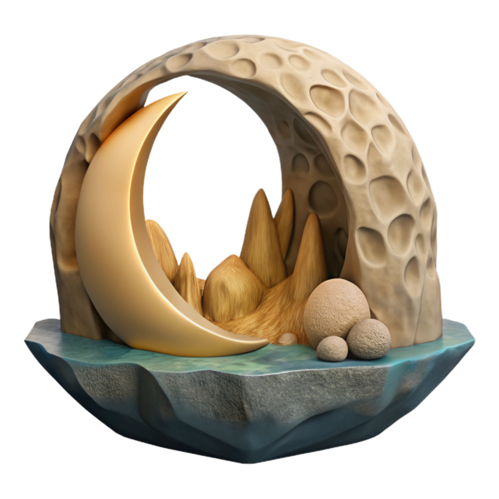 stunning abstract Crescent Cavern Cutout Moonlit Ocean View detailed png