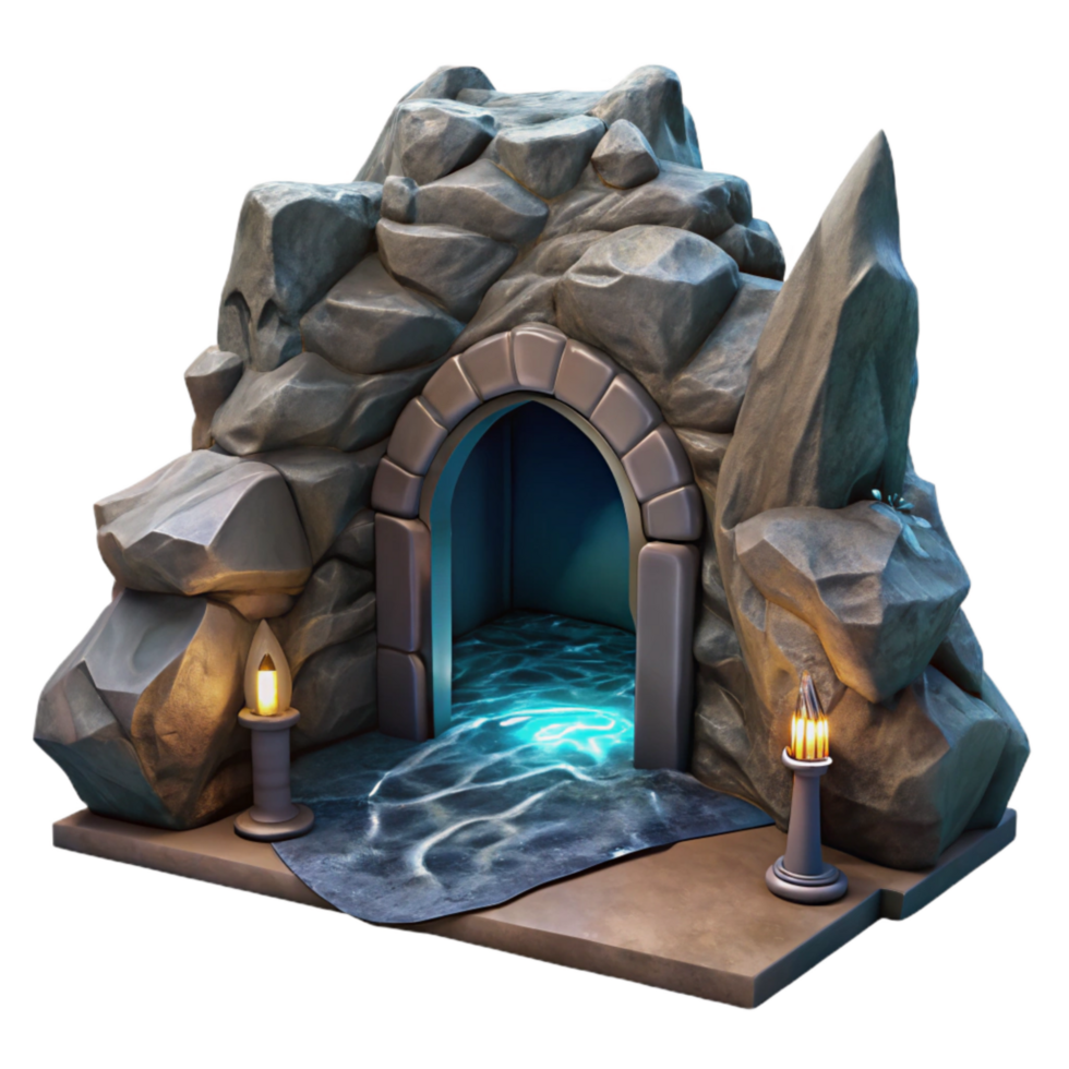wonderful rustic Crescent Cavern Entrance in Dark Ocean Cliff Cutout high resolution png