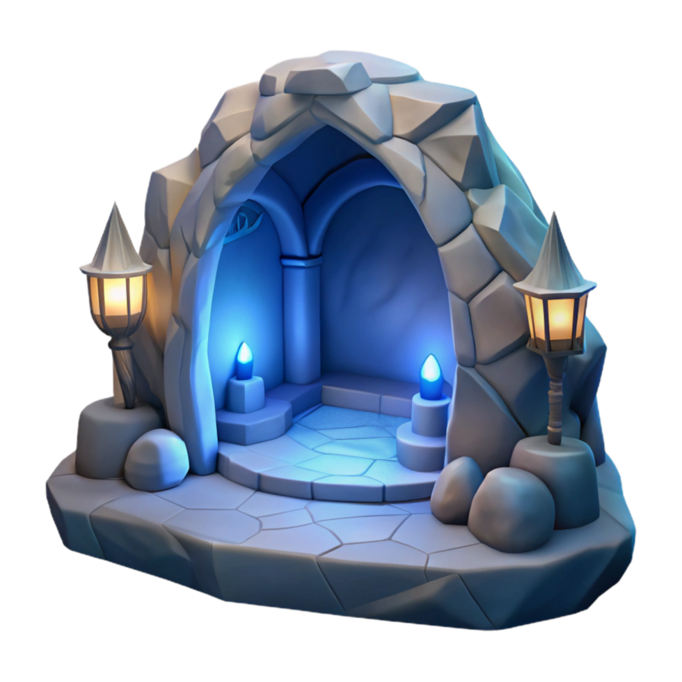 wonderful creative Crescent Cavern Interior Isolated Soft Blue Light original png