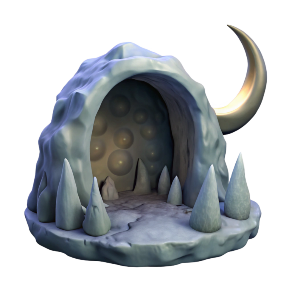 vibrant abstract Crescent Cavern Moonlit Grotto Isolated on Transparent Background png
