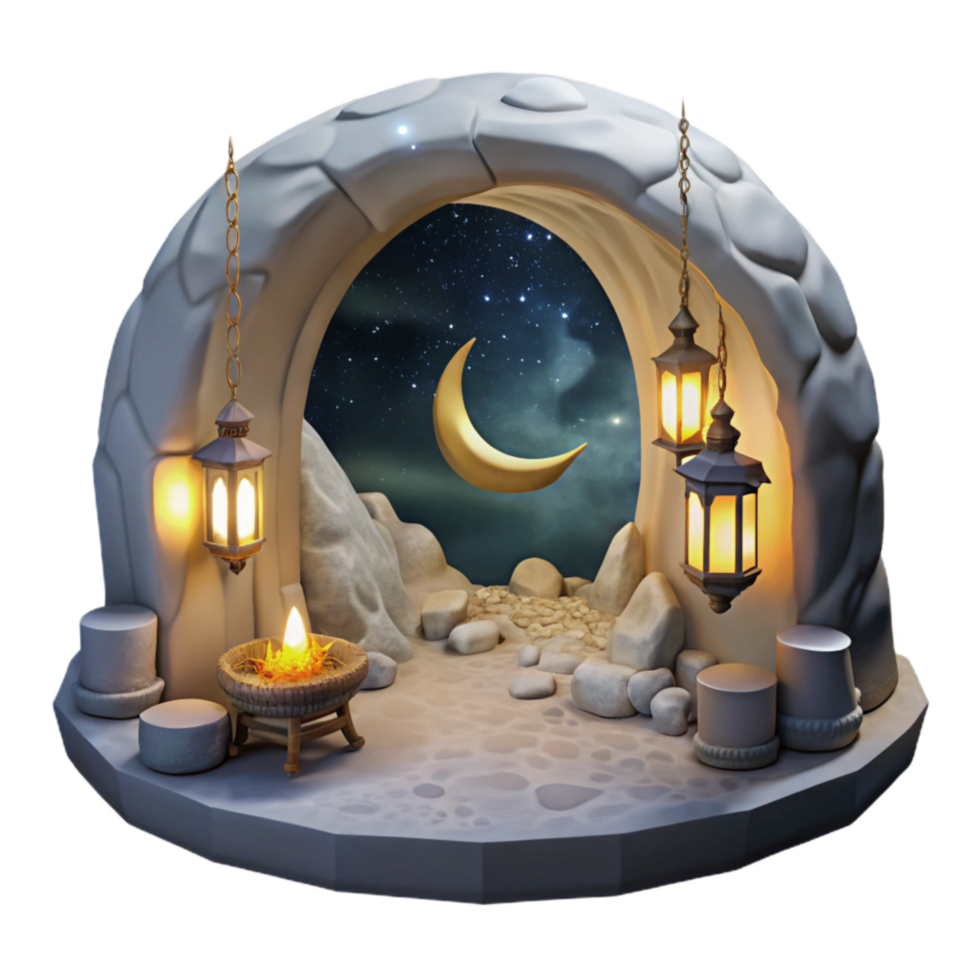 elegant classic Crescent Cavern Isolated Blue Moonlit Grotto genuine png