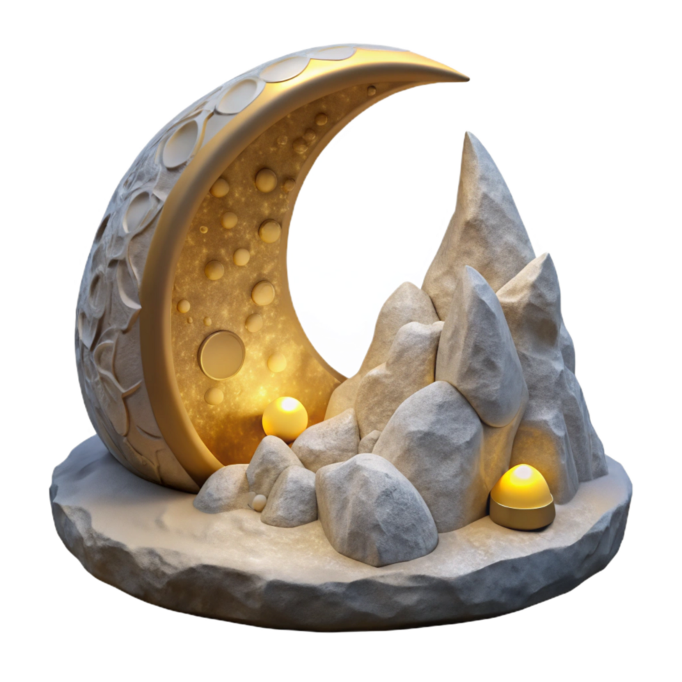 elegant classic Crescent Cavern Under Moonlit Sky Transparent Background detailed png