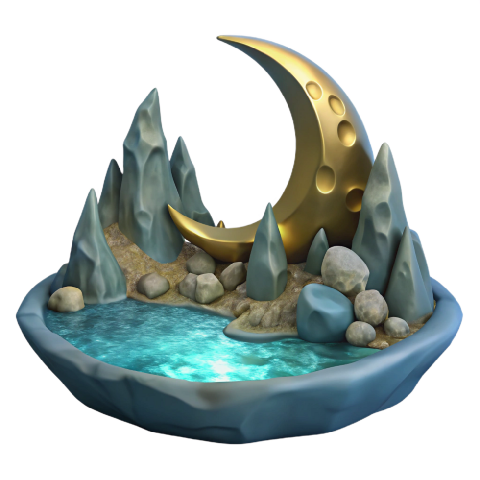elegant modern Crescent Moonlit Cavern Cutout Ocean Scene png