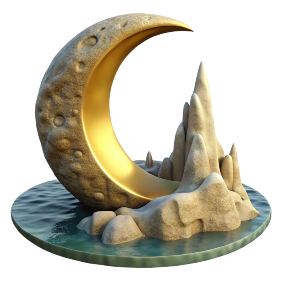 extraordinary traditional Crescent Moon Over Ocean Cliff Grotto Isolated authentic png