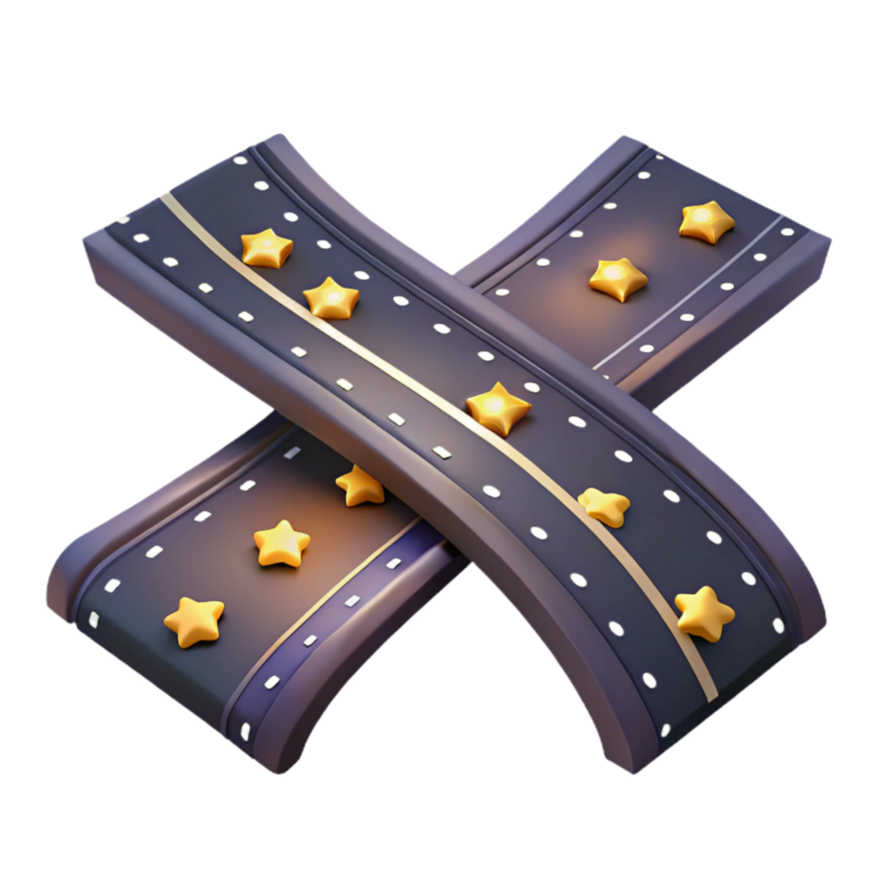 serene minimalist Crisscrossing Roads Night Time View Cutout detailed png