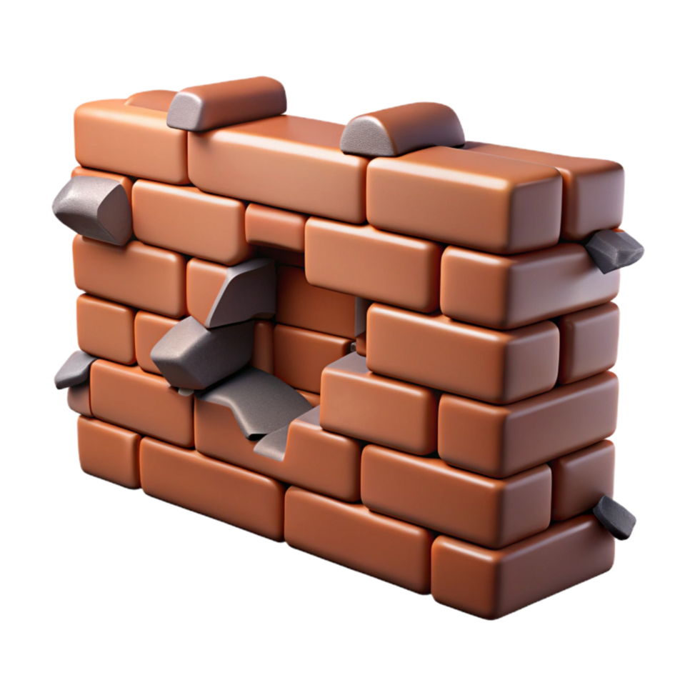 elegant classic Crumbling Brick Wall Isolated with Dark Mortar high resolution png