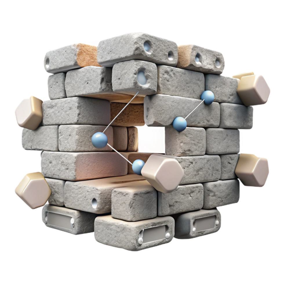 dramatic rustic Crumbling Wall Revealing Network Transparent Isolated authentic png