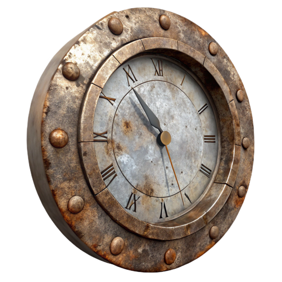impressive traditional Decayed Clock Face Isolated with Grunge Texture professional png