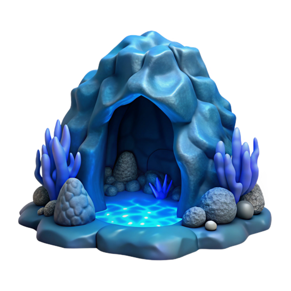 serene artistic Deep Sea Grotto Isolated Blue Light Cutout Element genuine png
