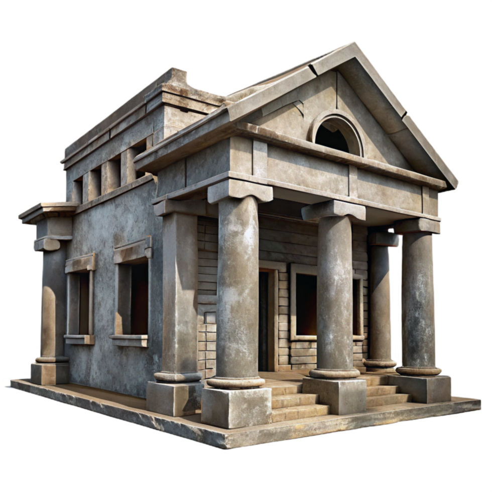 elegant modern Dilapidated Building Facade Cutout Gray Concrete Texture premium png