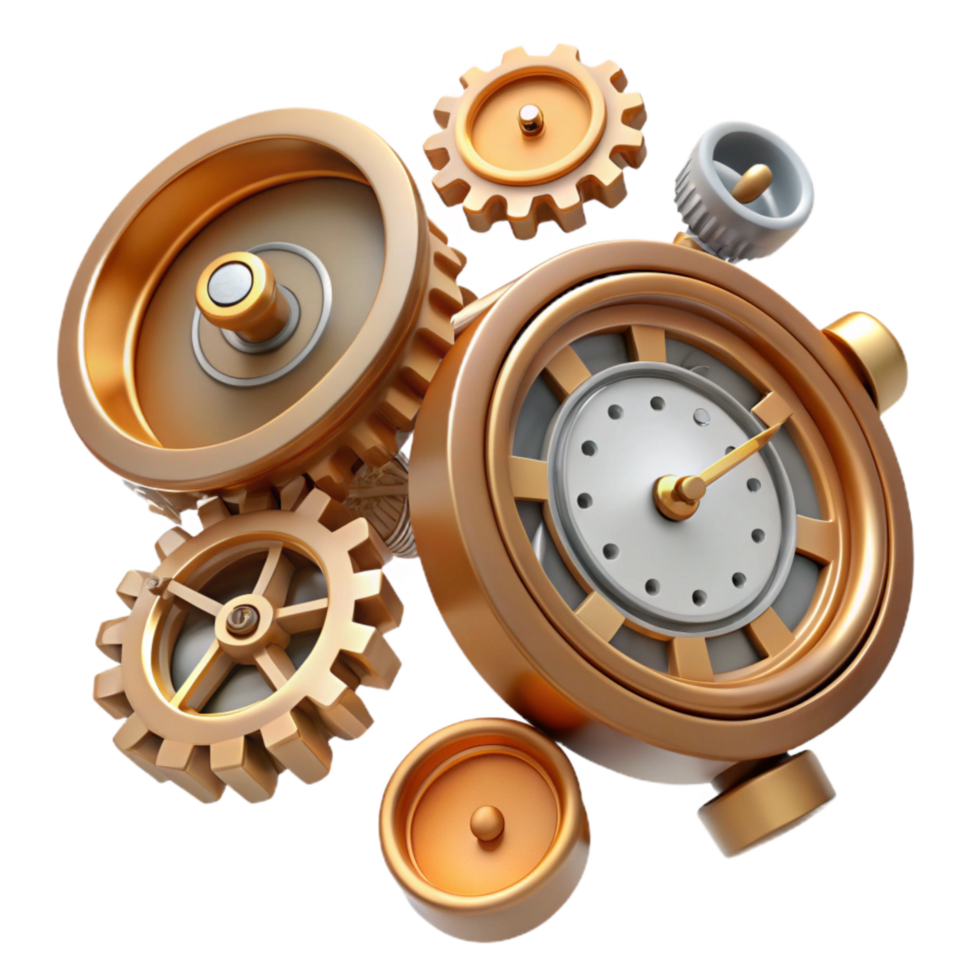 dramatic artistic Disassembled Clock Parts Isolated with Detailed Texture exclusive png