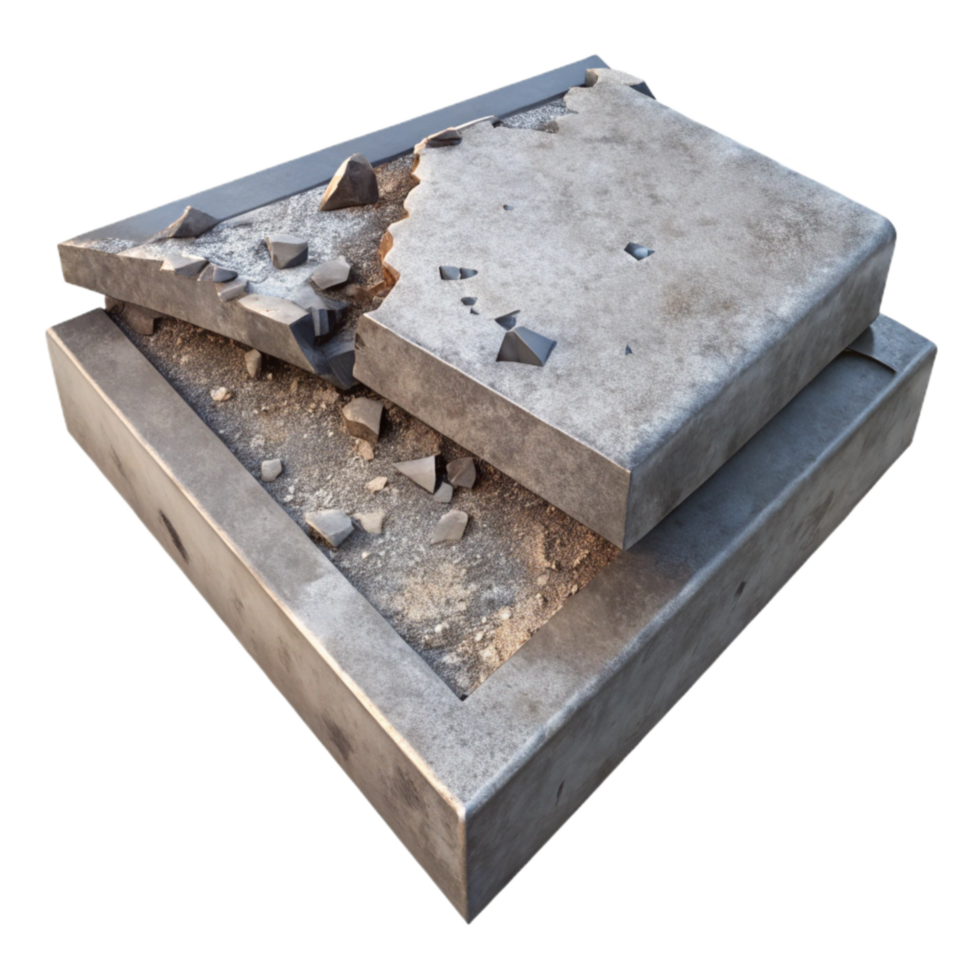 serene rustic Disintegrating Concrete Slab Cutout with Rough Texture high quality png
