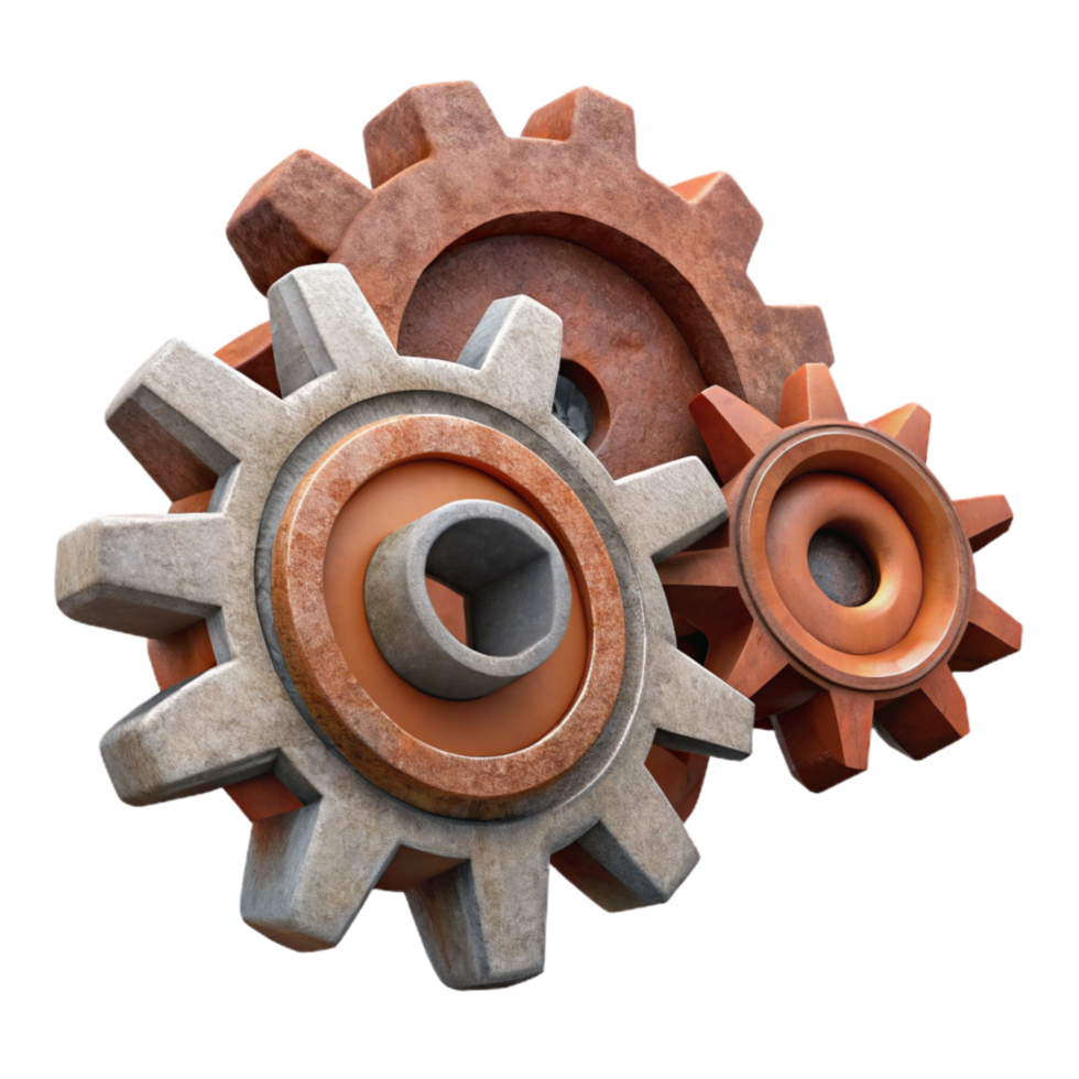 beautiful traditional Dismantled Clock Gears Cutout Close Up View professional png