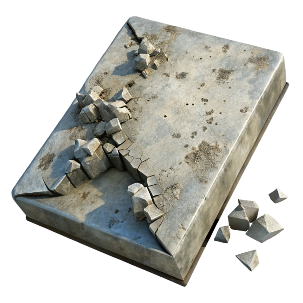elegant modern Disintegrating Concrete Slab Cutout with Rough Texture exclusive png
