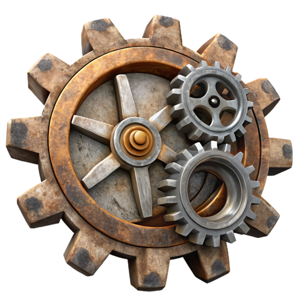 extraordinary creative Dismantled Clock Gears Cutout Close Up View authentic png