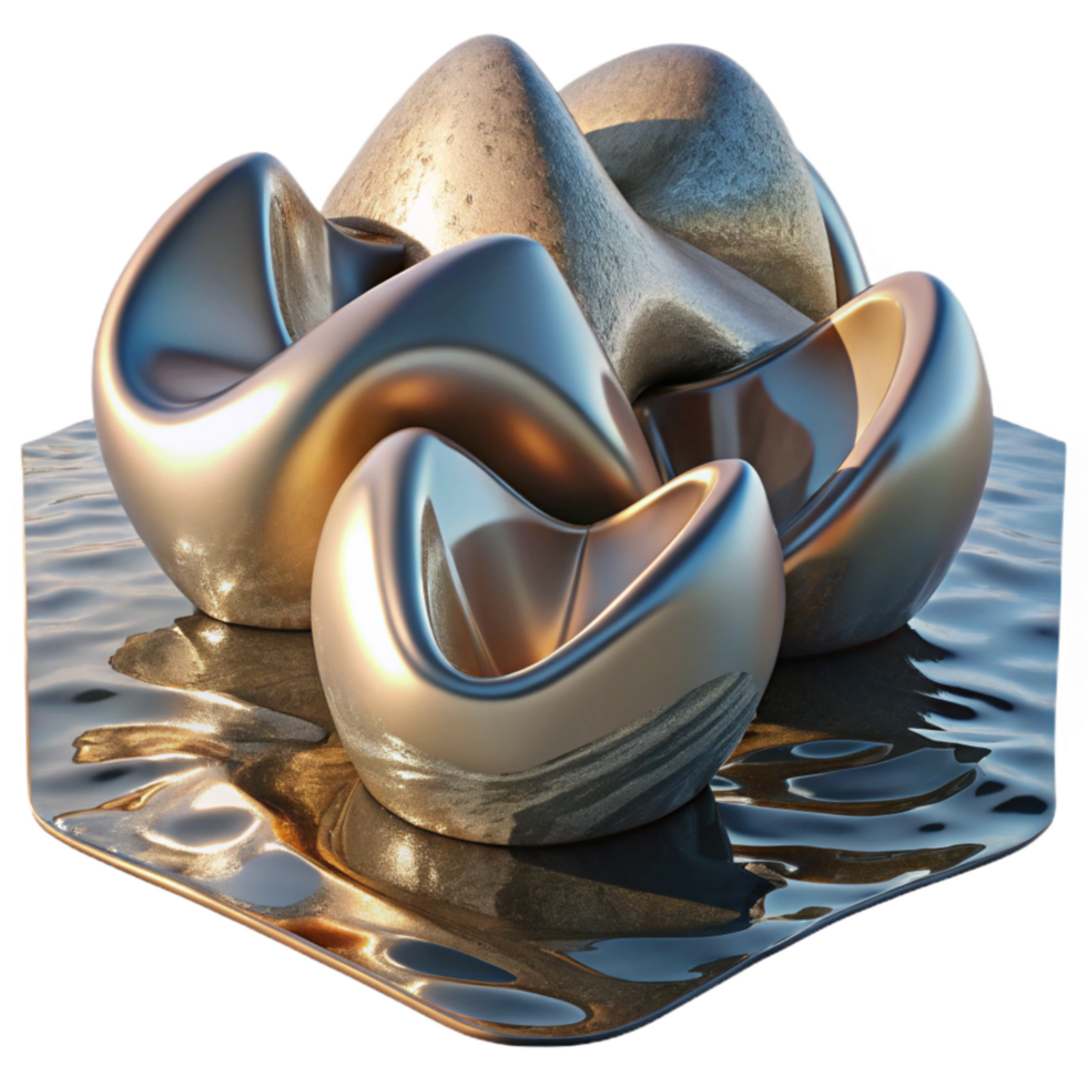 extraordinary contemporary Distorted Abstract Shapes Reflection in Water Cutout authentic png