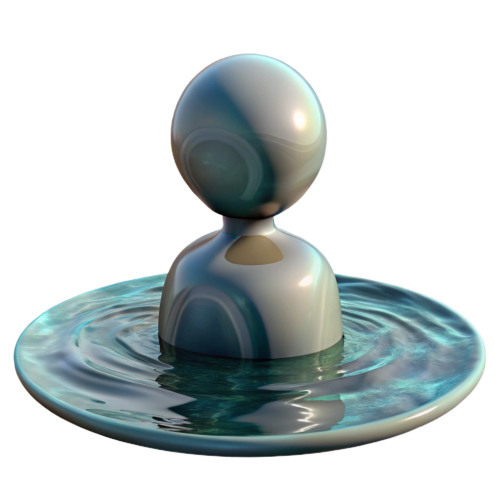 dramatic vintage Distorted Figure Reflection in Water Surface Isolated high resolution png