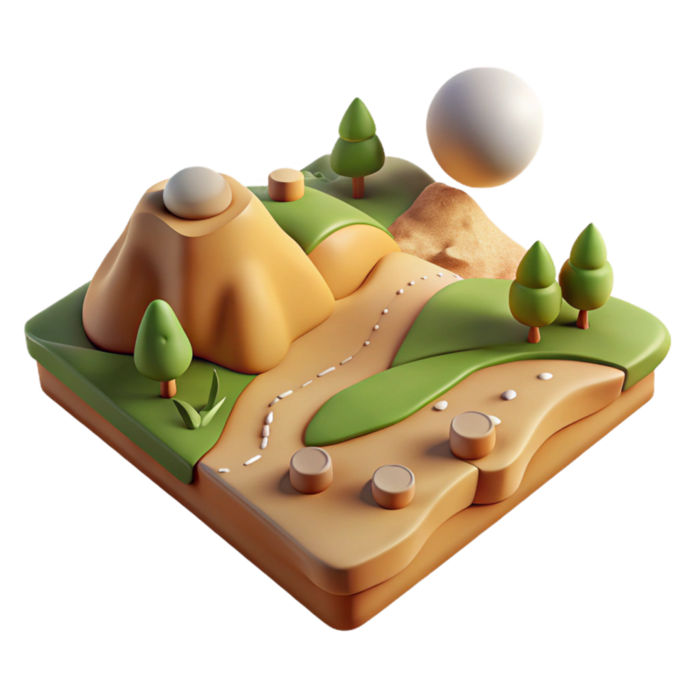 stunning contemporary Earthy Landscape Isolated with Transparent Background Green Meadow authentic png