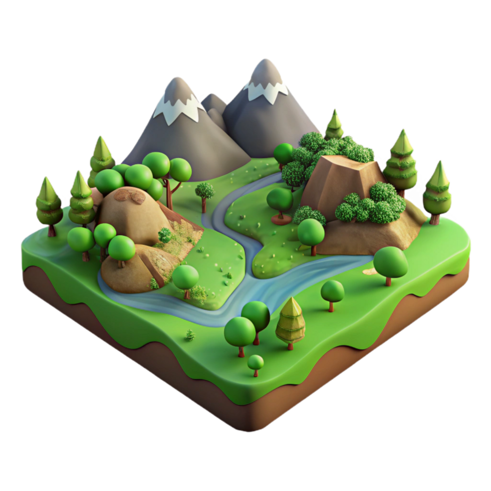 beautiful traditional Earthy Landscape Isolated with Transparent Background Green Meadow genuine png
