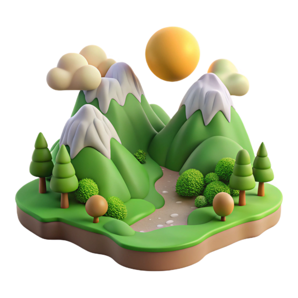 magnificent artistic Earthy Landscape Isolated with Transparent Background Green Meadow original png