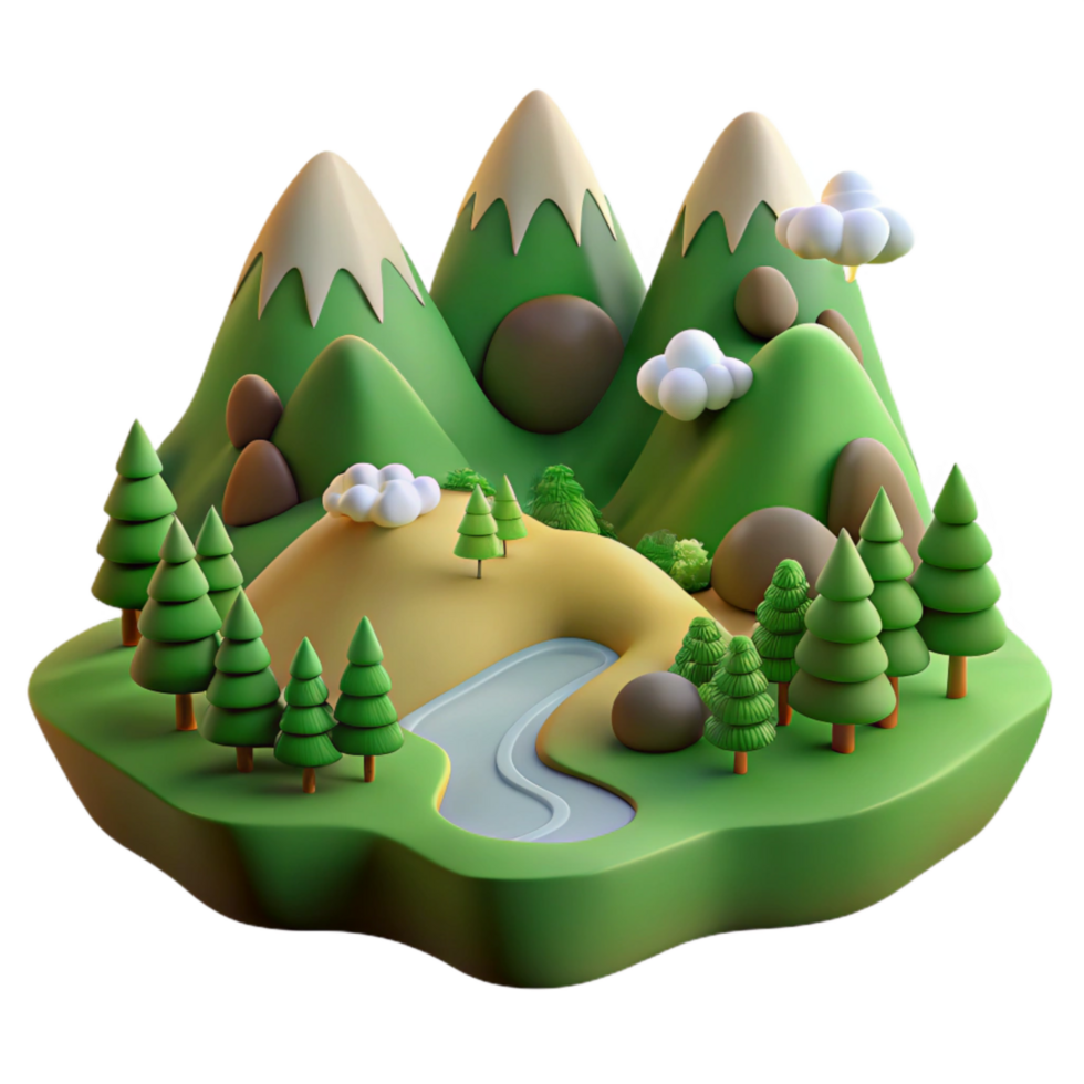 vibrant modern Earthy Landscape Isolated with Transparent Background Green Meadow exclusive png