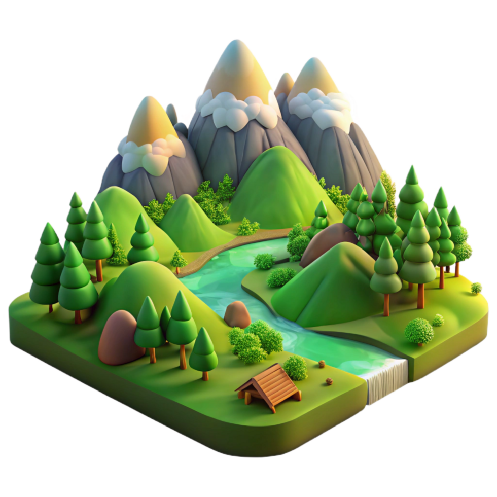 impressive contemporary Earthy Landscape Isolated with Transparent Background Green Meadow original png