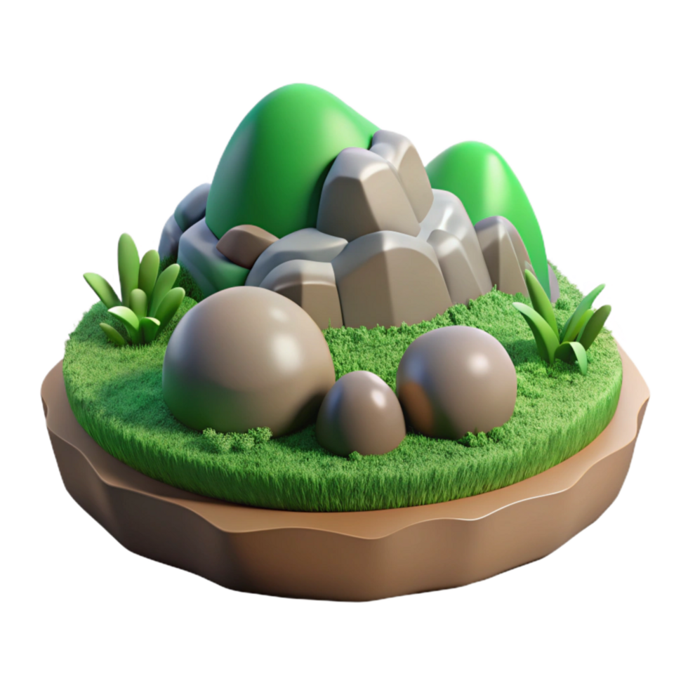 beautiful modern Earthy Landscape Isolated with Transparent Background Green Meadow professional png