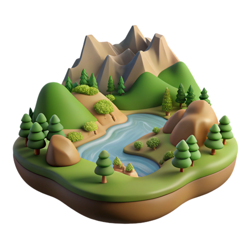 dramatic minimalist Earthy Landscape Transparent Background Verdant Valley View high quality png