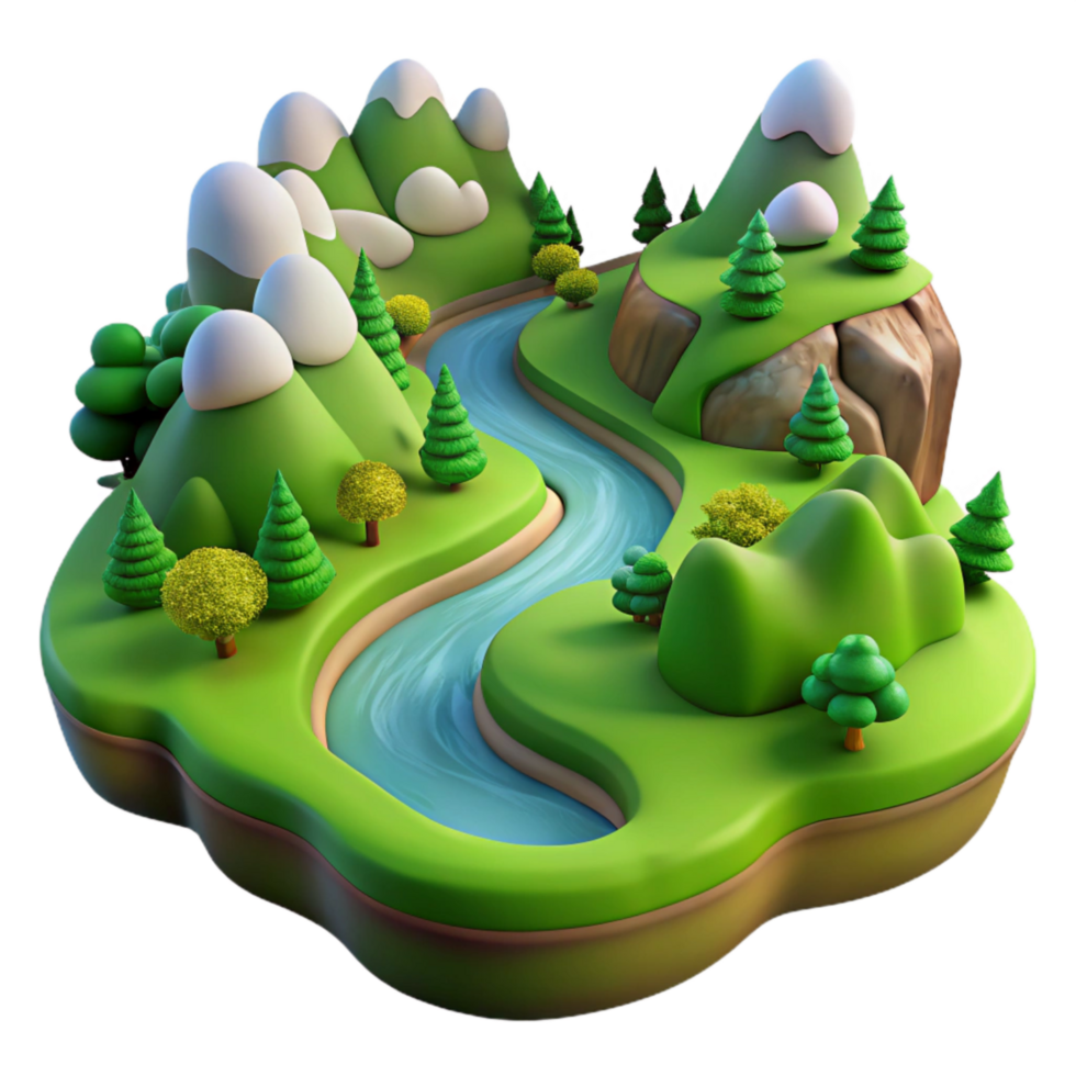 magnificent artistic Earthy Terrain Cutout Warm Sunlight Isolated Element detailed png