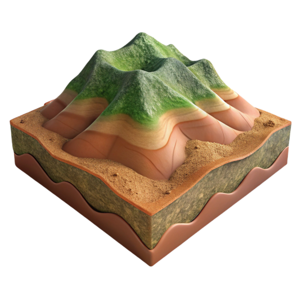 vibrant contemporary Earthy Terrain Cutout Warm Sunlight Isolated Element authentic png