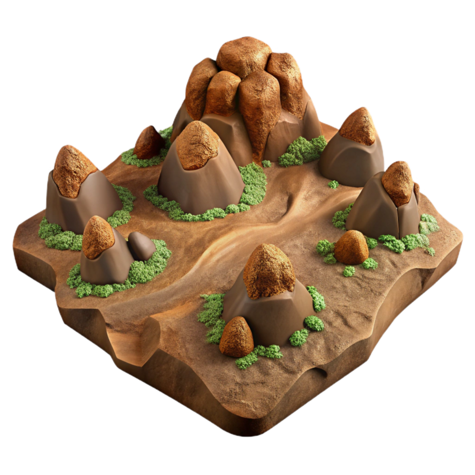 dramatic contemporary Earthy Terrain with Rocky Outcrops Isolated high quality png