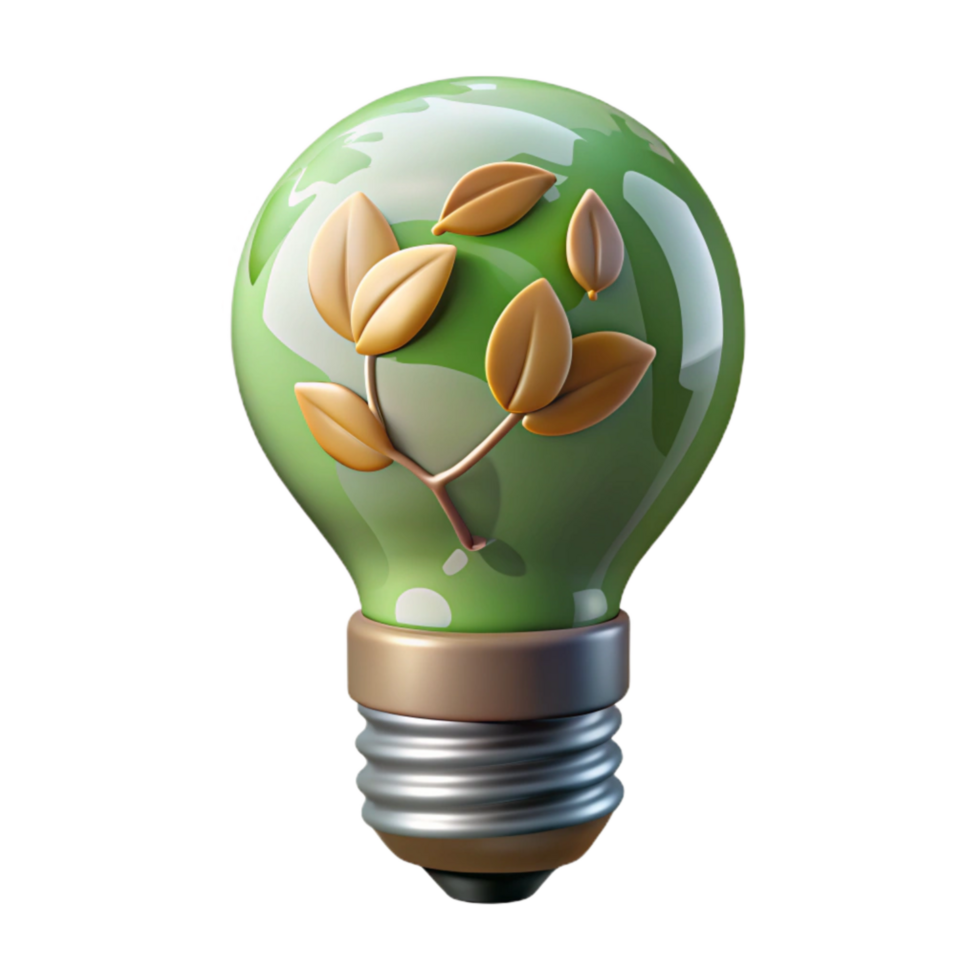serene abstract Eco Friendly Light Bulb Front View Cutout detailed png