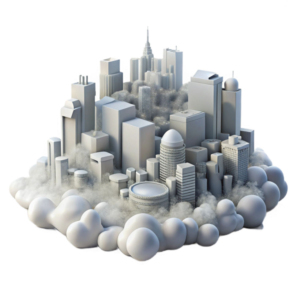 beautiful classic Ephemeral Cityscape Isolated with Soft White Fog authentic png