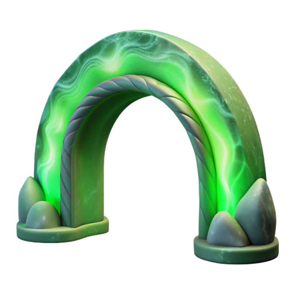 vibrant minimalist Ethereal Aurora Arch Isolated Green Hues png