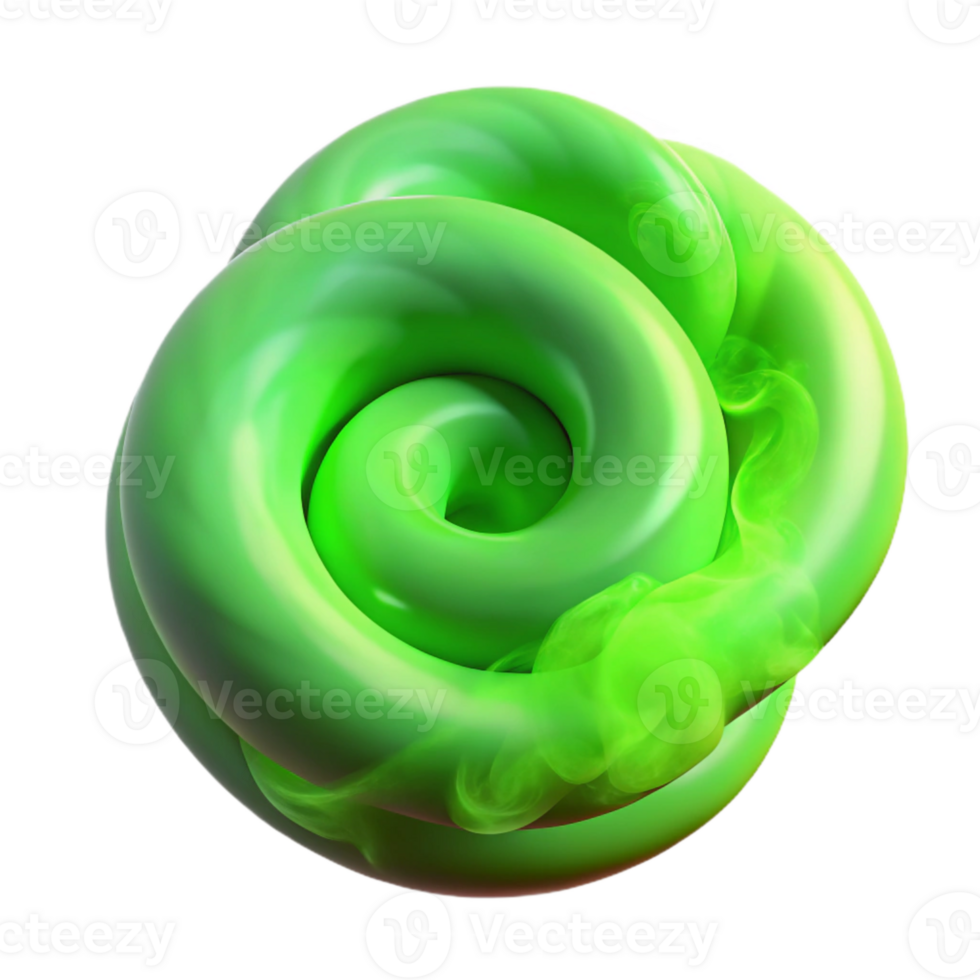 magnificent minimalist Neon Green Smoke Spiral Cutout with Transparent Background png