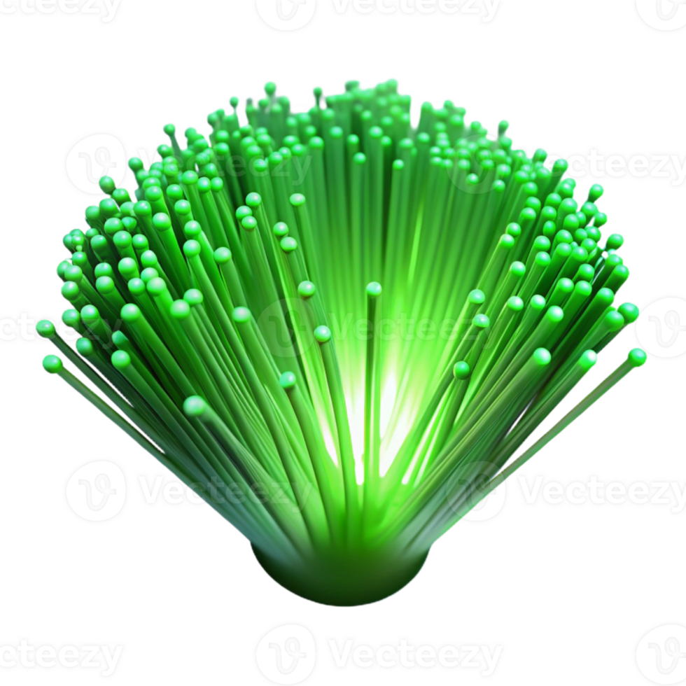 stunning artistic Neon Green Fiber Optic Strands Dark Background Transparent genuine png