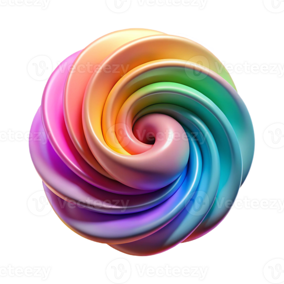 vibrant vintage Rainbow Spiral Cutout Element with Soft Lighting original png